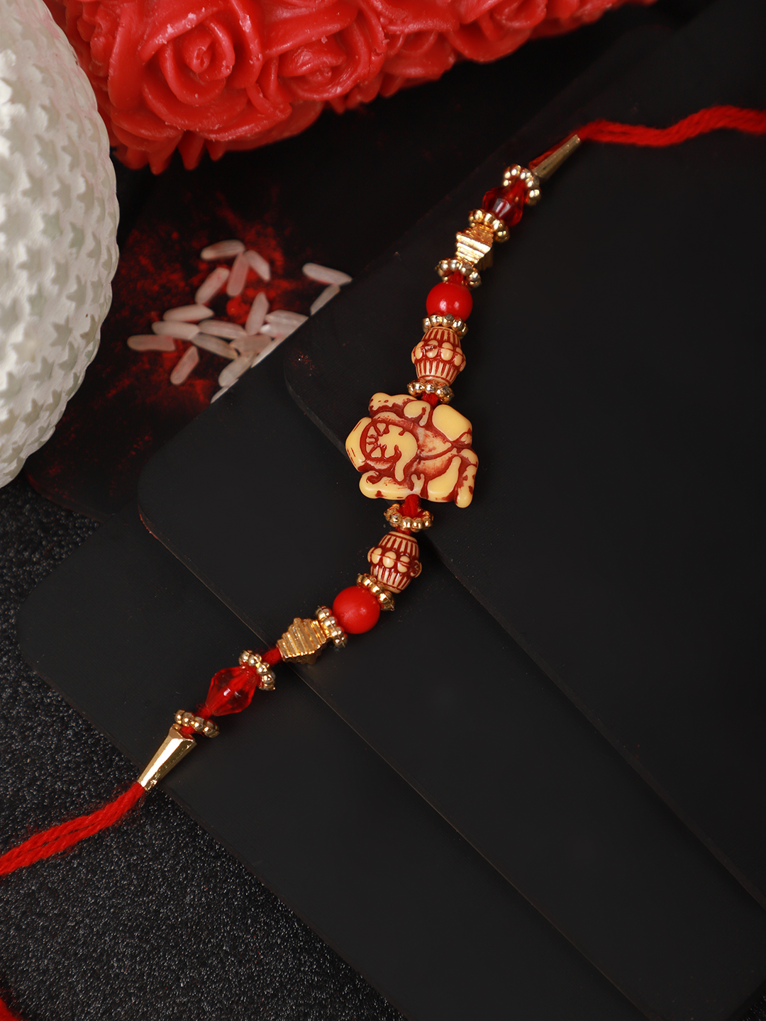 YouBella Designer Bracelet Rakhi and Greeting Card Combo Set for Brother Raksha Bandhan Gift for Brother (Style 3)